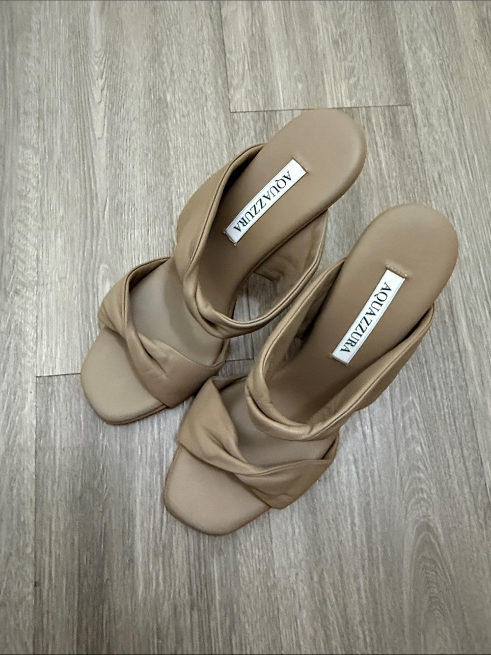 Aquazzura Beige Knotted Slide Heels